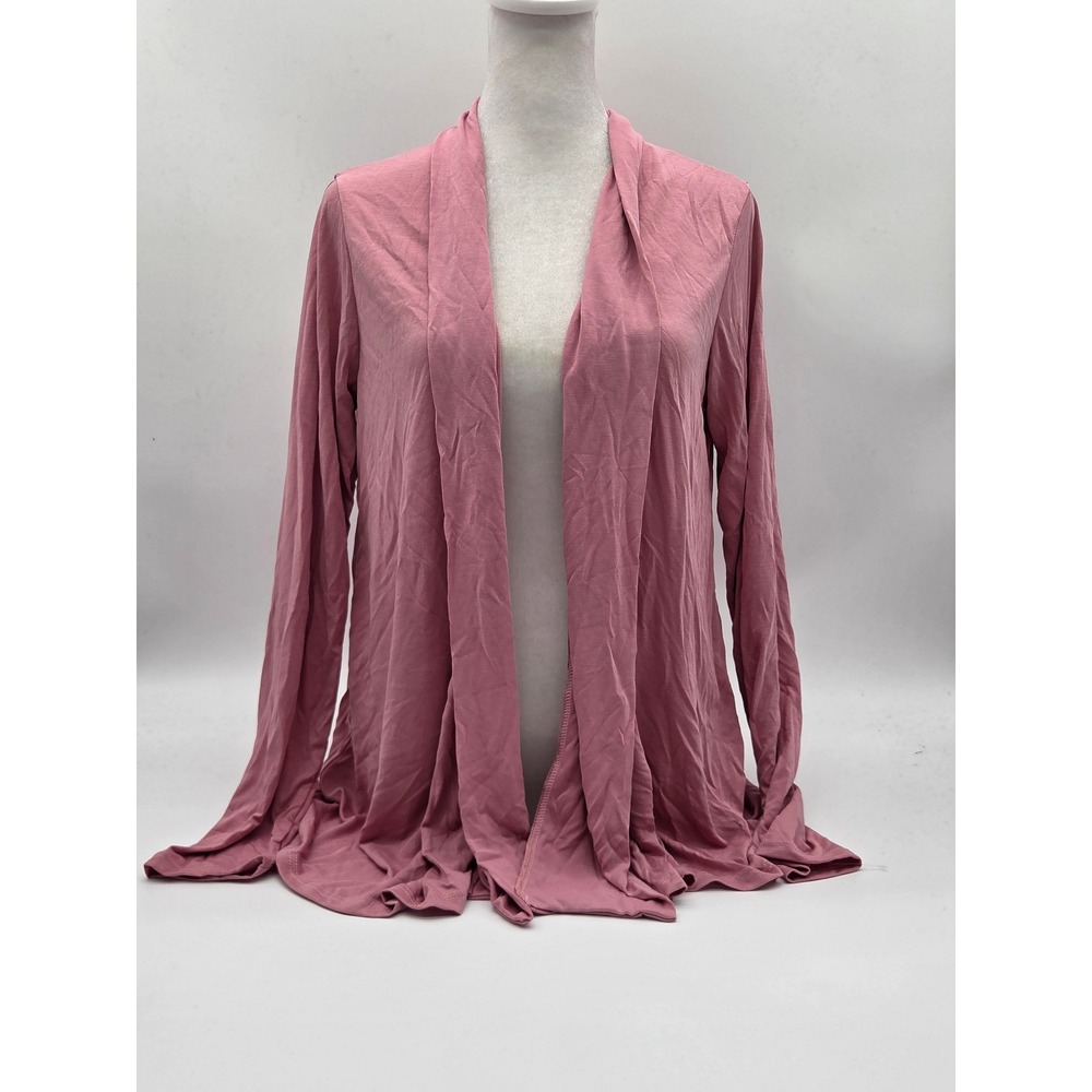 Espresso Pink Open Front Cardigan Small Modal Blend Long Sleeve 101-685 [FLAWED]